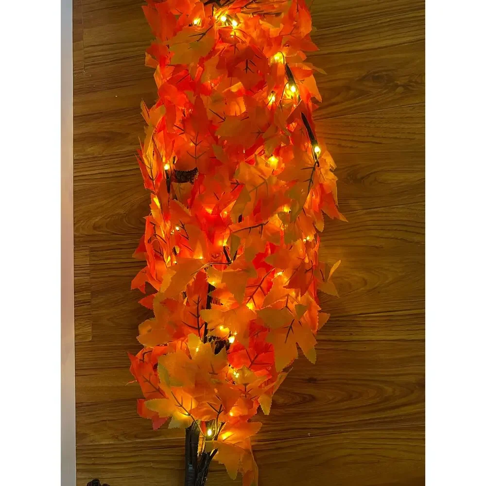 SURCVIO Thanksgiving 6 Feet Lighted Maple Tree Decorations